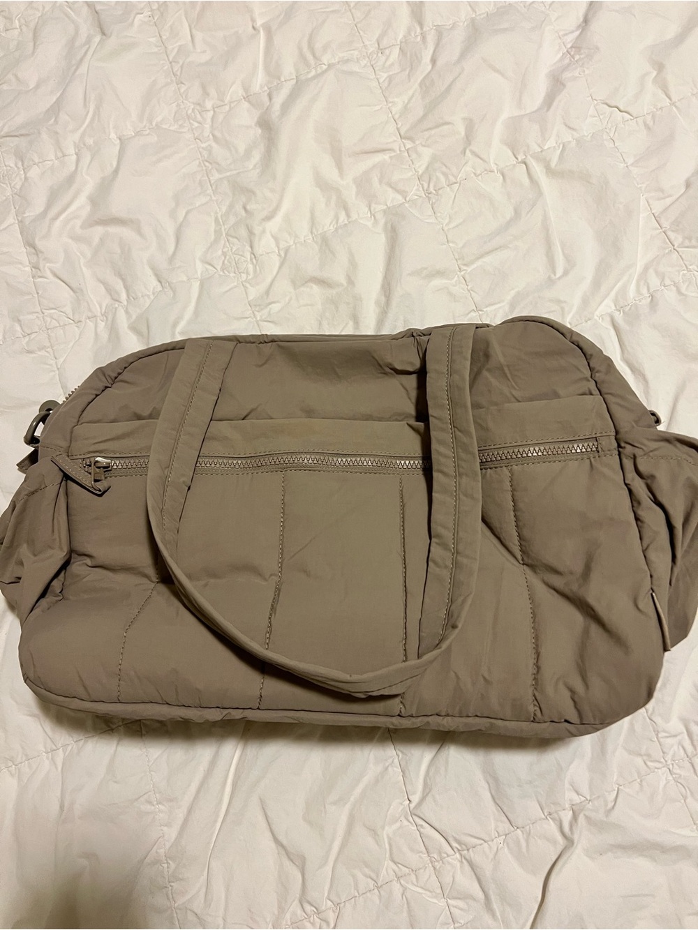 Everyday Quilted Hobo Bag in Taupe